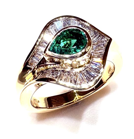 Ringe Giorgio Visconti Dame Flower in Gelbgold Smeraldo 0.59 Ct A0757X-14 - A0757X-14